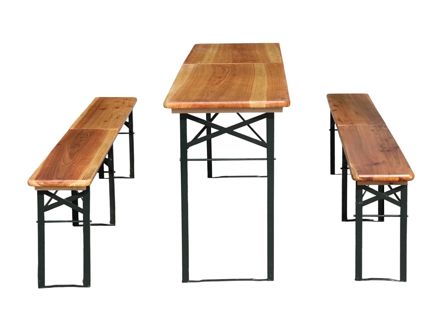 Faltbare Bierzeltgarnitur 220cm,3-teilig:1 Klapptisch+2 Bierbänke,wetterfeste Kiefer massiv,platzsparend, bis 200 kg, Biertischgarnitur Festzeltgarten