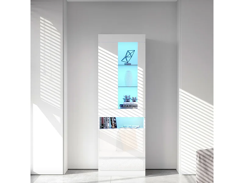 Vitrine mit 16 Farben LED Beleuchtung Vitrinenschrank Standvitrine Stauraumvitrine LED Vitrine Wohnwände LED Vitrinenschränke  Buffet-Schran