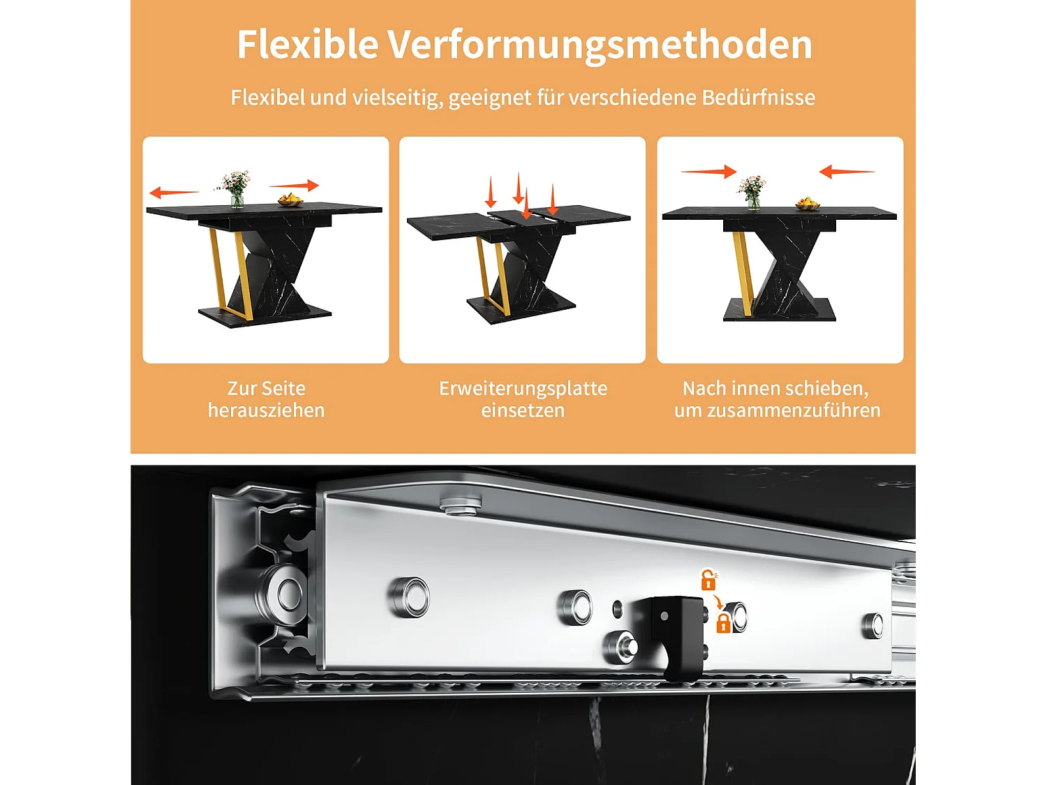 Ausziehbarer Esstisch,geeignet für Esszimmer,Terrassen Esstisch aus Holz Lässt sich auf 140cm Länge ausziehen Bietet Platz für bis zu 6 Personen