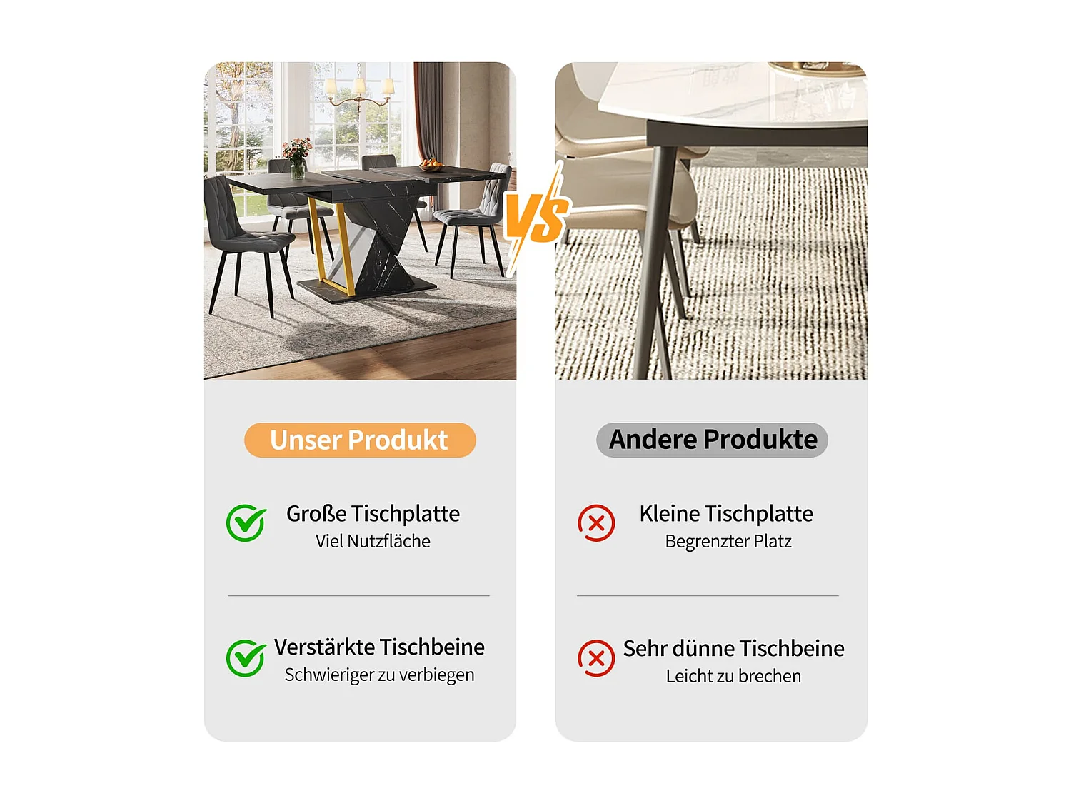 Ausziehbarer Esstisch,geeignet für Esszimmer,Terrassen Esstisch aus Holz Lässt sich auf 140cm Länge ausziehen Bietet Platz für bis zu 6 Personen