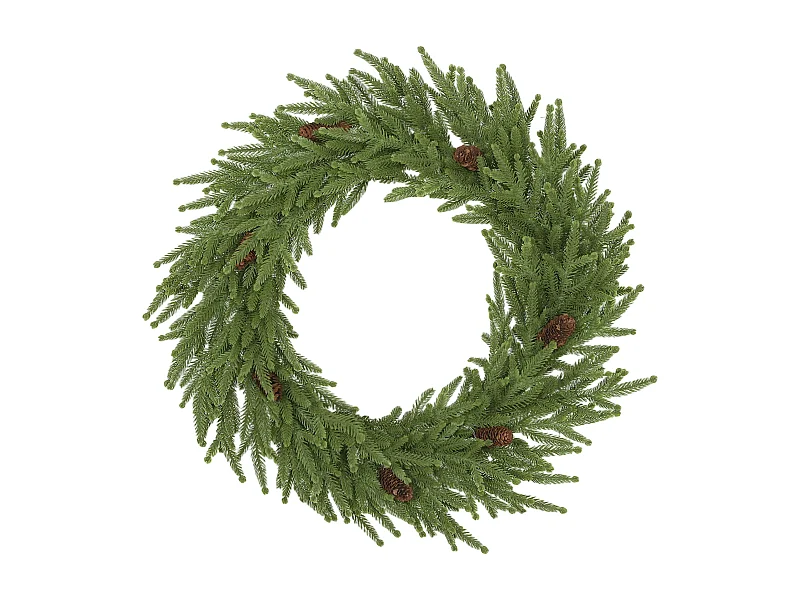 Weihnachtskranz mit Zapfen, Türkranz Künstlicher Weihnachtskranz für Tür Grün, Ø60 x 15 cm