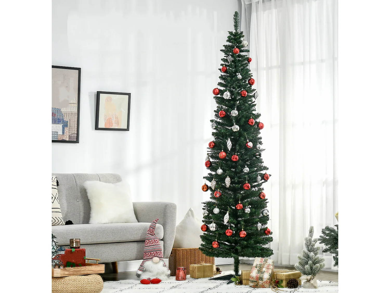 Weihnachtsbaum künstliche, Künstliche Tanne Christbaum, inkl Ständer Weihnachtsstern 2,1 m, Grün