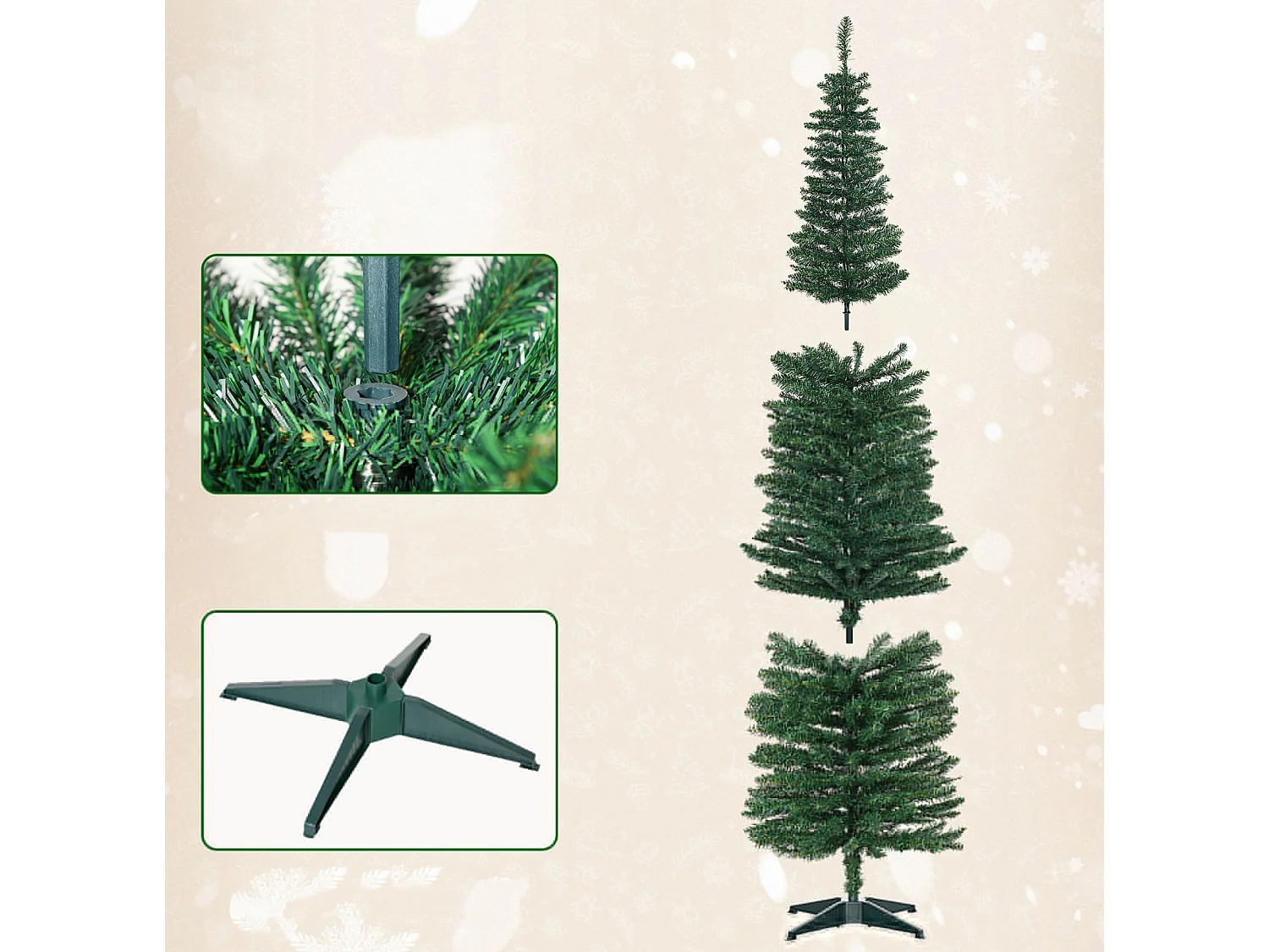 Weihnachtsbaum künstliche, Künstliche Tanne Christbaum, inkl Ständer Weihnachtsstern 2,1 m, Grün