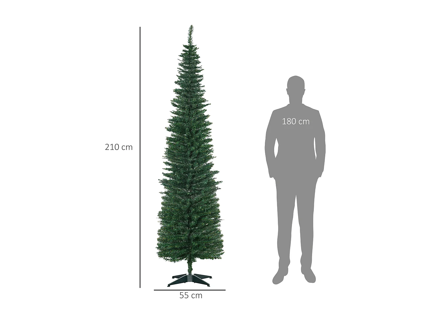 Weihnachtsbaum künstliche, Künstliche Tanne Christbaum, inkl Ständer Weihnachtsstern 2,1 m, Grün