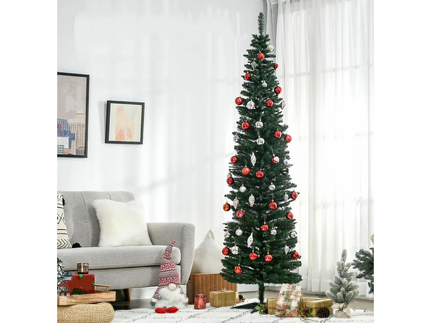 Weihnachtsbaum künstliche, Künstliche Tanne Christbaum, inkl Ständer Weihnachtsstern 2,1 m, Grün