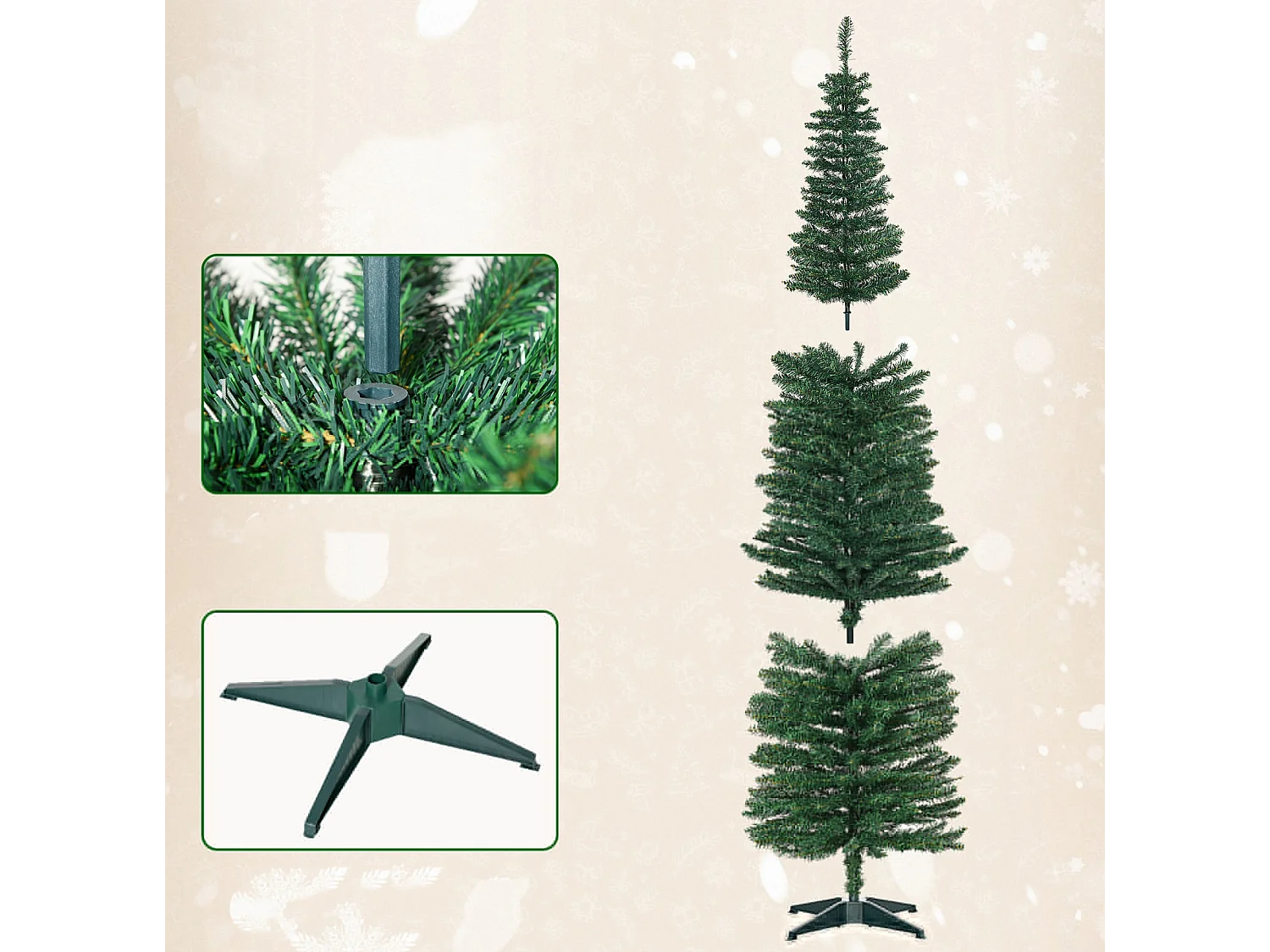 Weihnachtsbaum künstliche, Künstliche Tanne Christbaum, inkl Ständer Weihnachtsstern 2,1 m, Grün