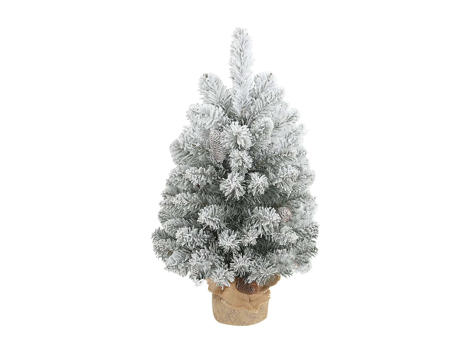 Mini Künstlicher Weihnachtsbaum 60 cm, Tannenbaum künstlich, 72 Spitzen 6 Tannenzapfen Zementbasis