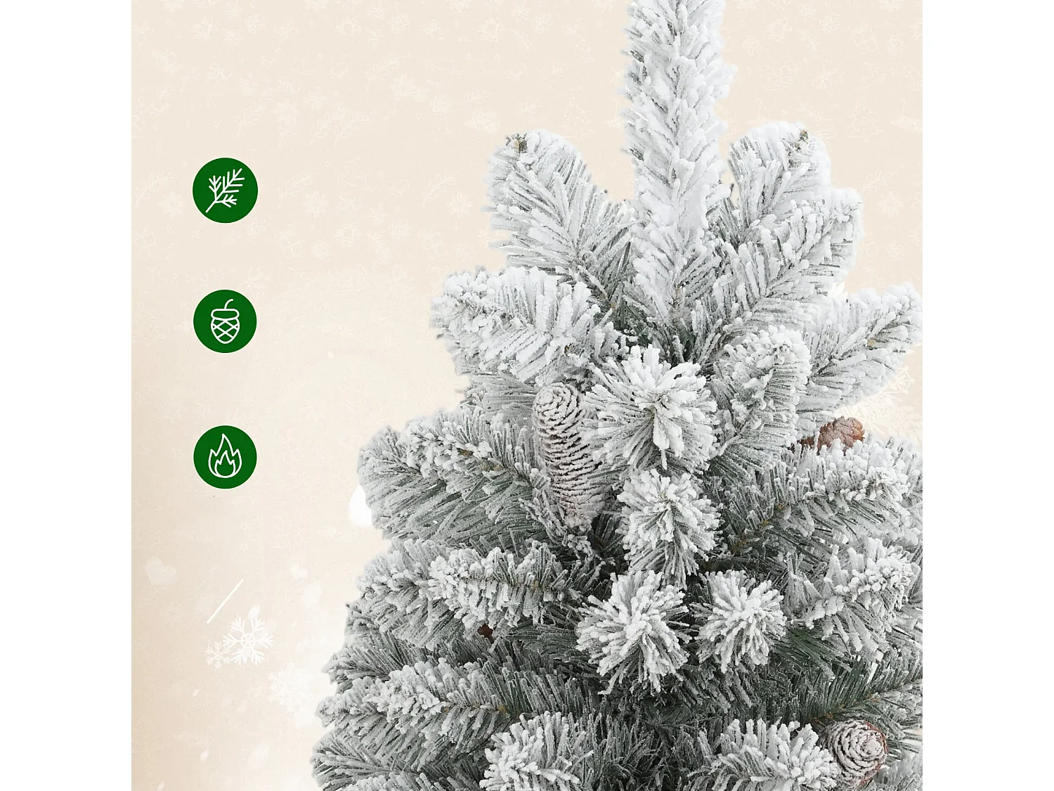 Mini Künstlicher Weihnachtsbaum 60 cm, Tannenbaum künstlich, 72 Spitzen 6 Tannenzapfen Zementbasis