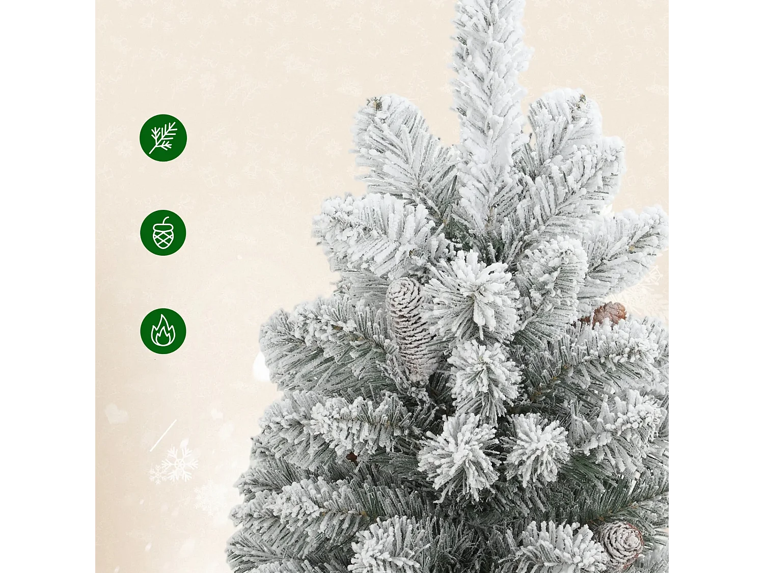 Mini Künstlicher Weihnachtsbaum 60 cm, Tannenbaum künstlich, 72 Spitzen 6 Tannenzapfen Zementbasis