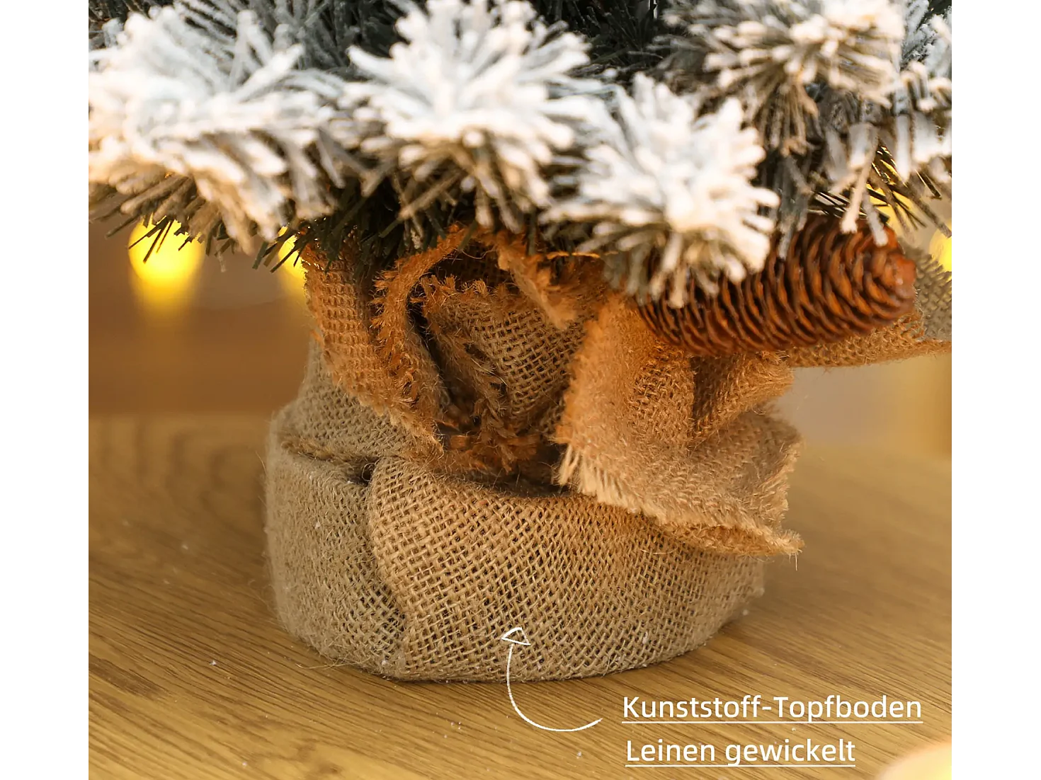 Mini Künstlicher Weihnachtsbaum 60 cm, Tannenbaum künstlich, 72 Spitzen 6 Tannenzapfen Zementbasis