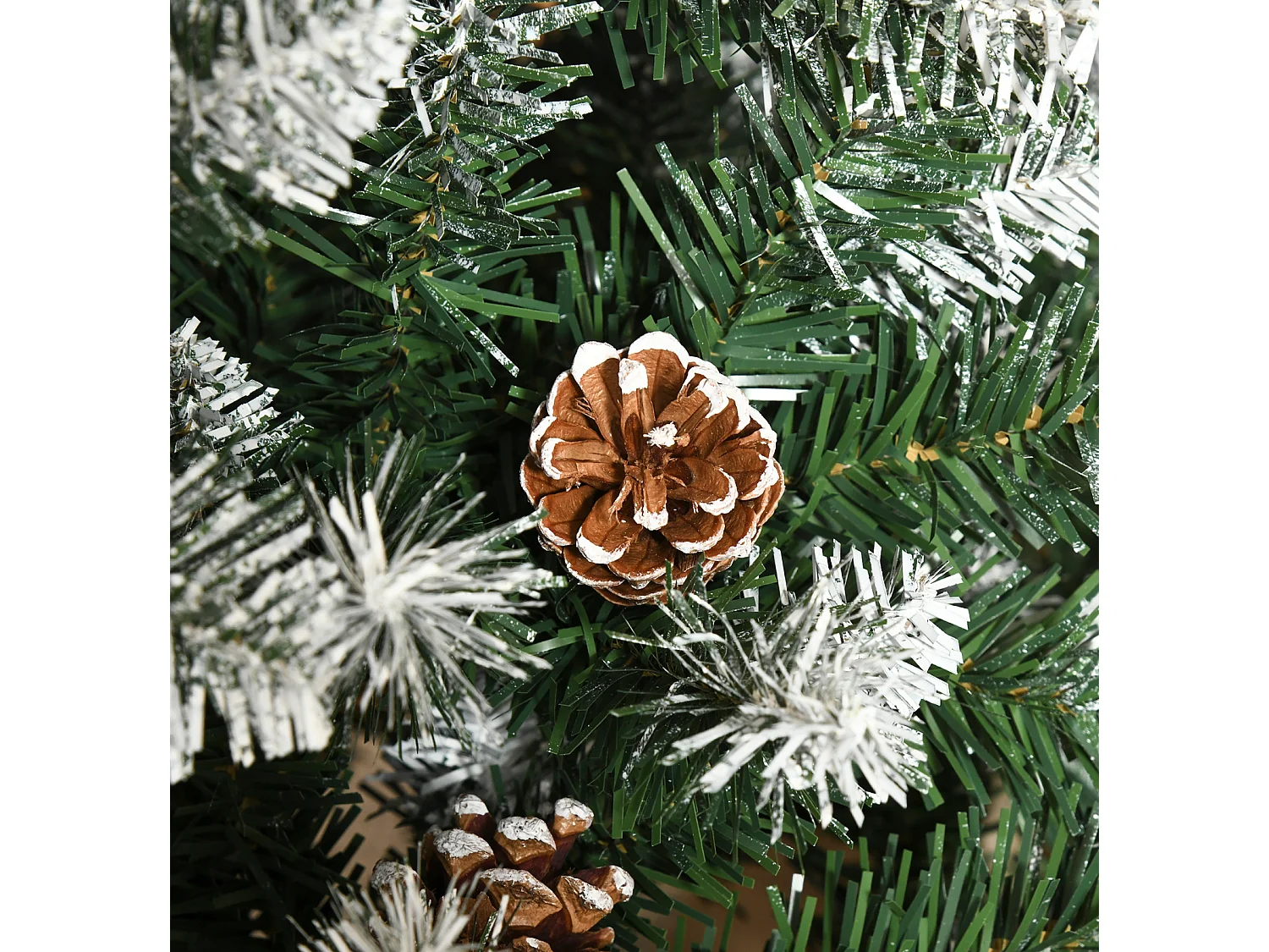 Künstlicher Weihnachtsbaum,Weihnachtsdeko 37 Zapfen, verschneite Spitzen, 180 cm