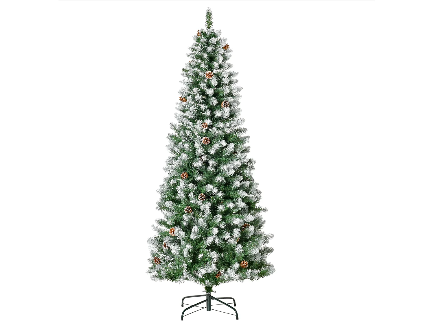 Künstlicher Weihnachtsbaum,Weihnachtsdeko 37 Zapfen, verschneite Spitzen, 180 cm