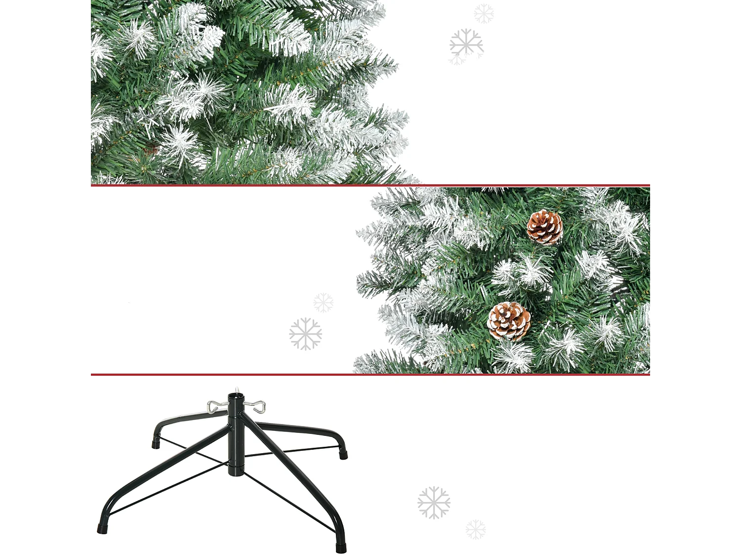 Künstlicher Weihnachtsbaum,Weihnachtsdeko 37 Zapfen, verschneite Spitzen, 180 cm