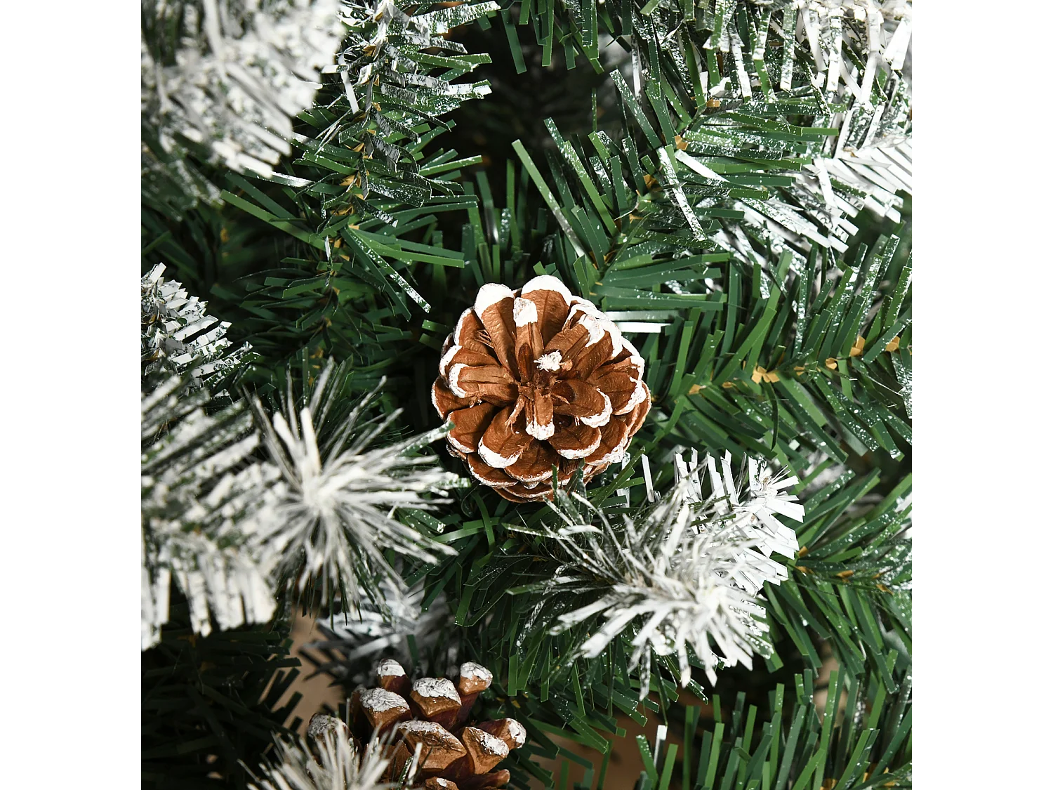 Künstlicher Weihnachtsbaum,Weihnachtsdeko 37 Zapfen, verschneite Spitzen, 180 cm