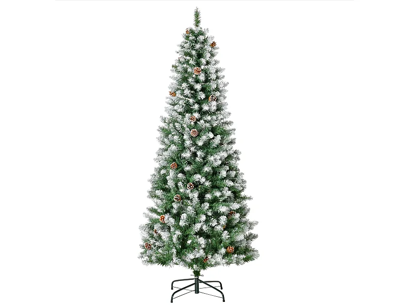 Künstlicher Weihnachtsbaum,Weihnachtsdeko 37 Zapfen, verschneite Spitzen, 180 cm