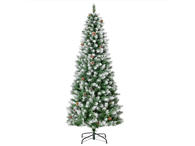Künstlicher Weihnachtsbaum,Weihnachtsdeko 37 Zapfen, verschneite Spitzen, 180 cm