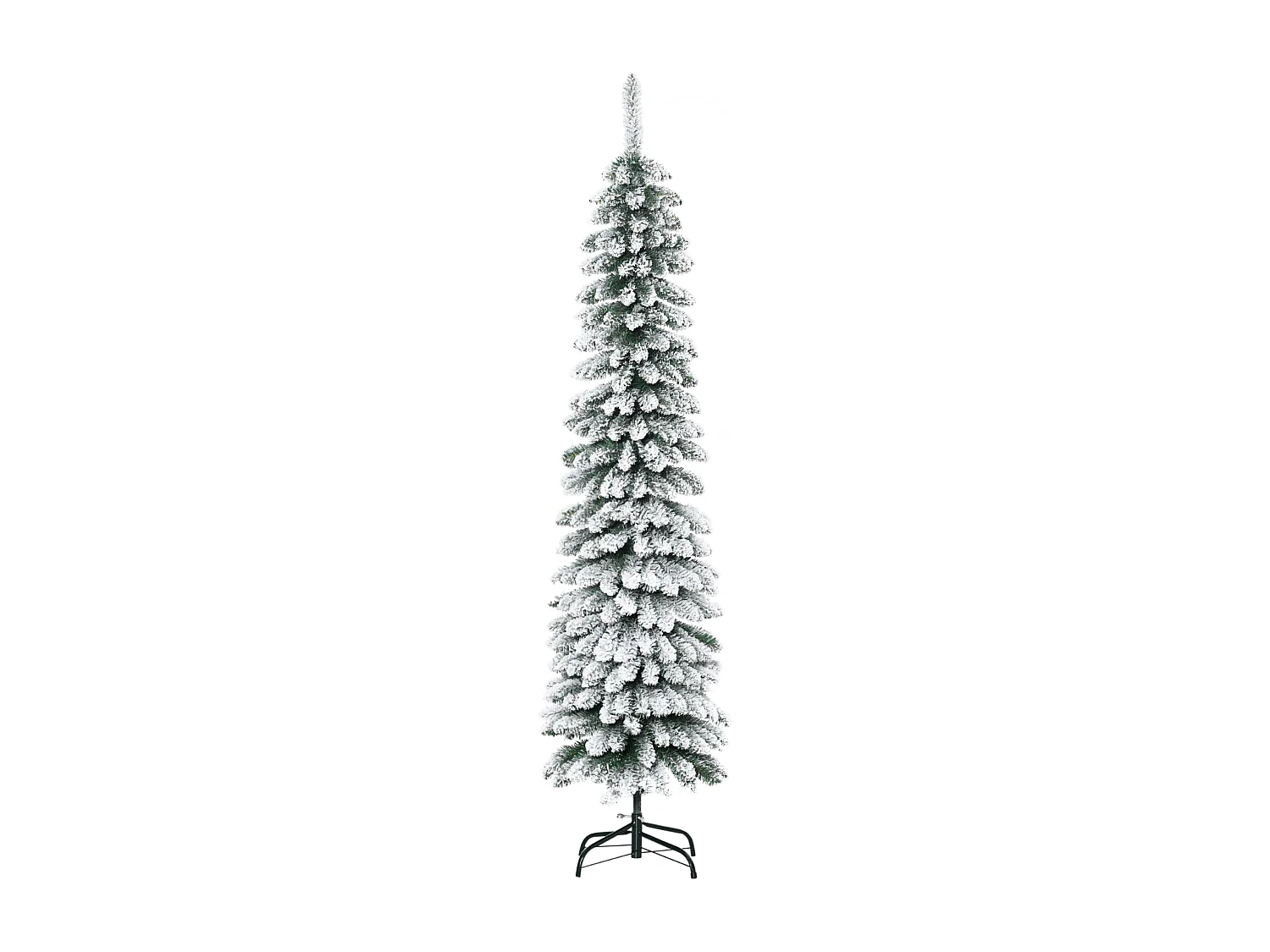 Künstlicher Weihnachtsbaum, schneebedeckt, Weihnachtsdeko schmales Design, 180 cm, Grün/Weiß