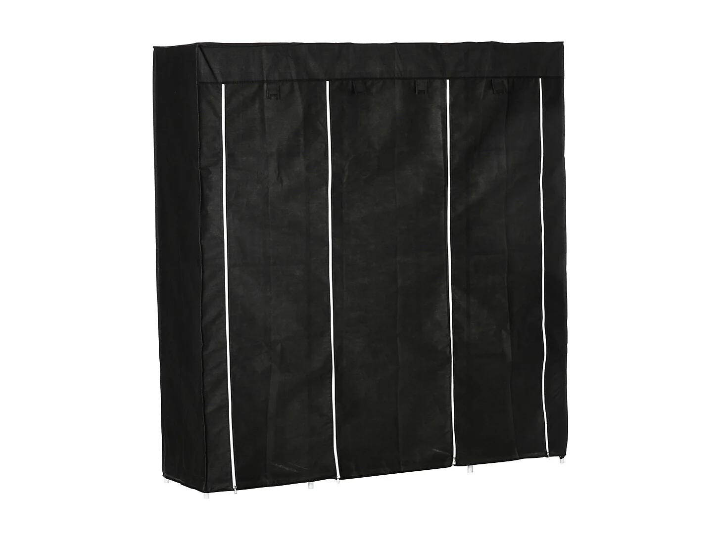 Portable Kleiderschrank mit Reißverschluss Vliesstoff Stoffschrank Faltschrank für Schlafzimmer und Ankleidezimmer 150x43x162,5cm Schwarz