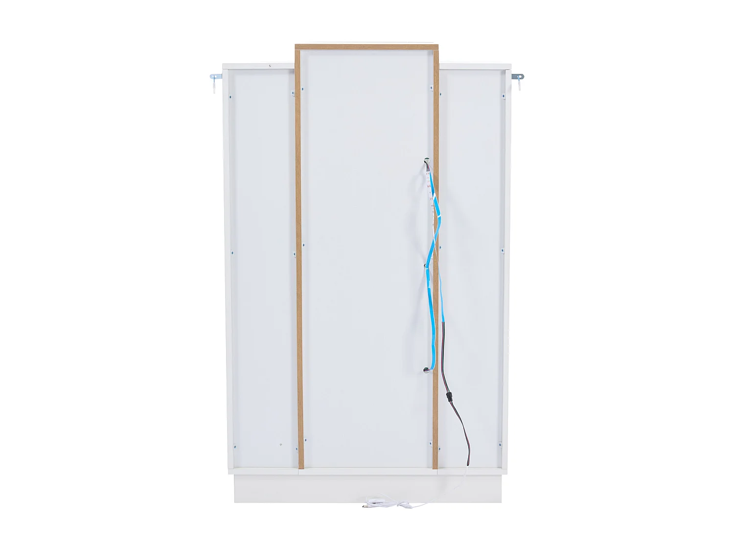 Vetrina luminosa con illuminazione a LED, libreria con 3 ante e 3 ripiani in vetro, bianca e legno, 120 cm