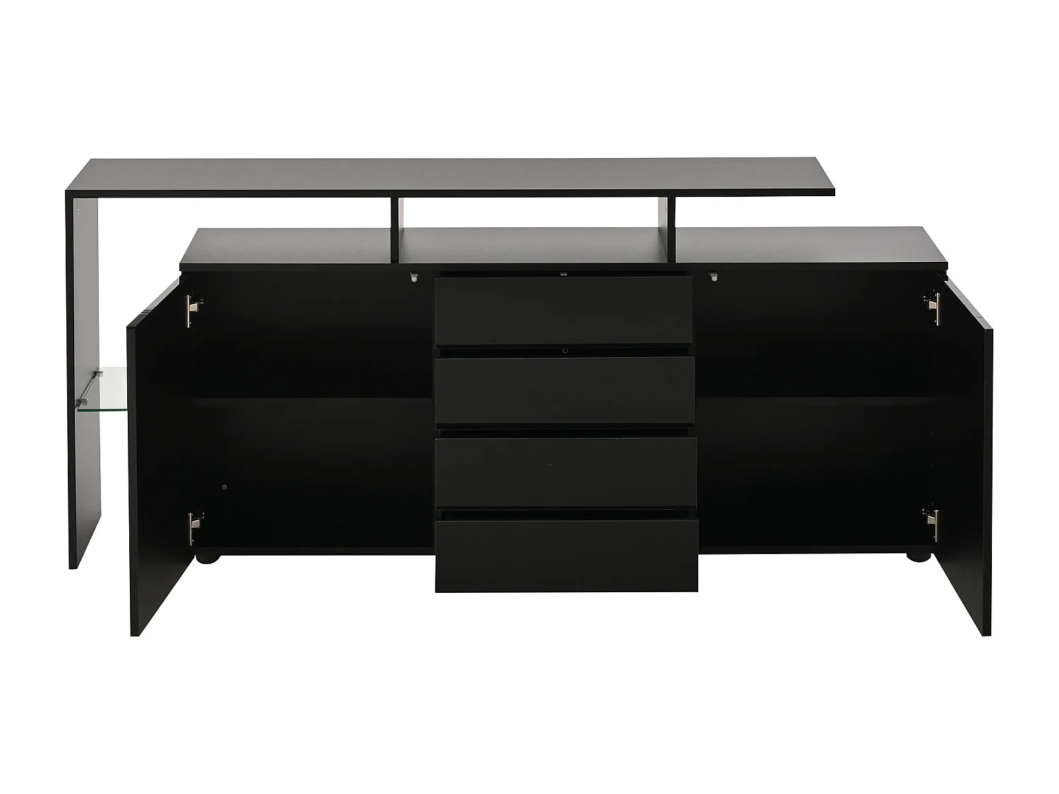 Hoogglans dressoir met ledverlichting, multifunctioneel woonkamermeubel, tv en opbergruimte, 160 * 35 * 70 cm