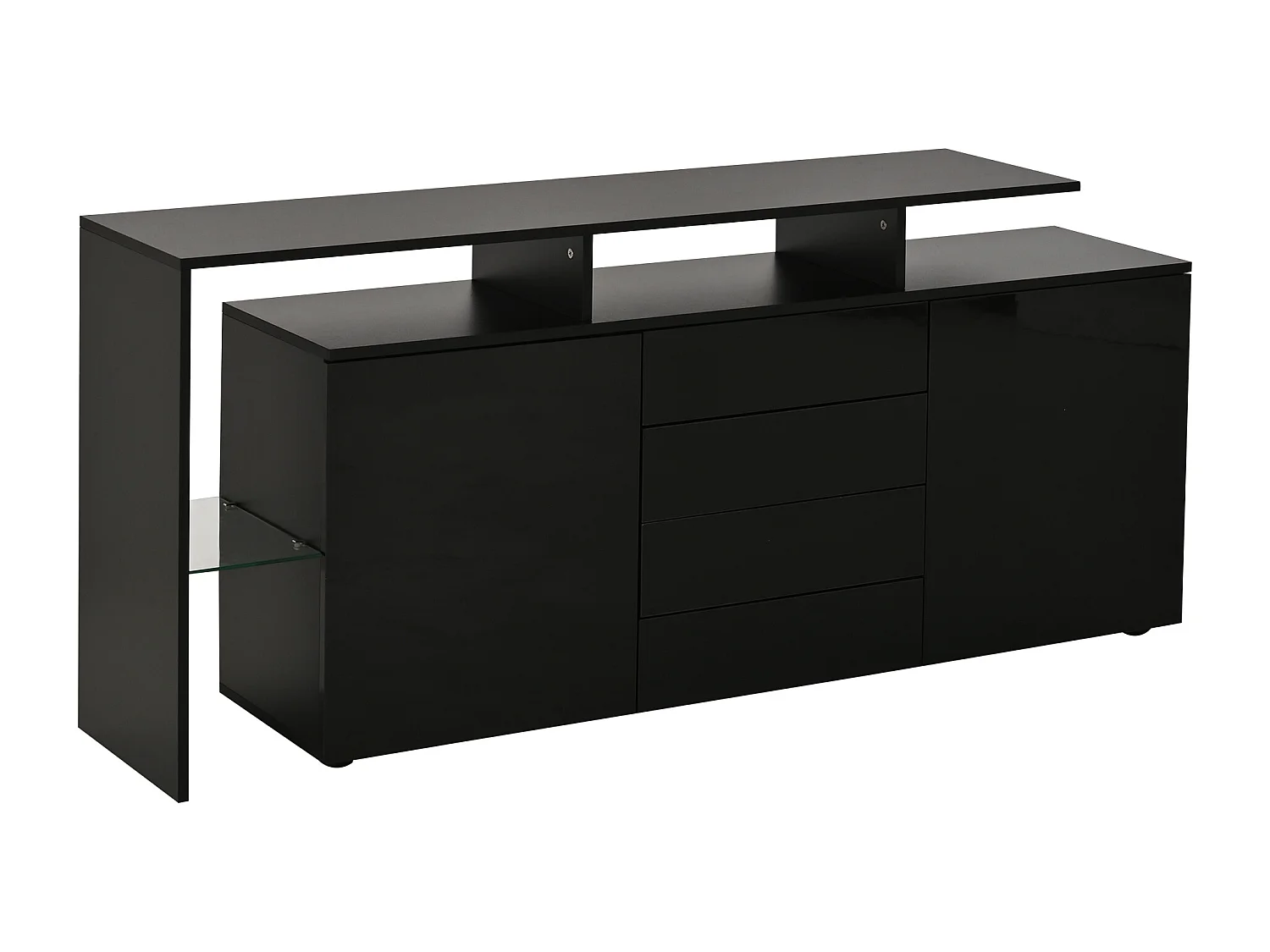 Hoogglans dressoir met ledverlichting, multifunctioneel woonkamermeubel, tv en opbergruimte, 160 * 35 * 70 cm