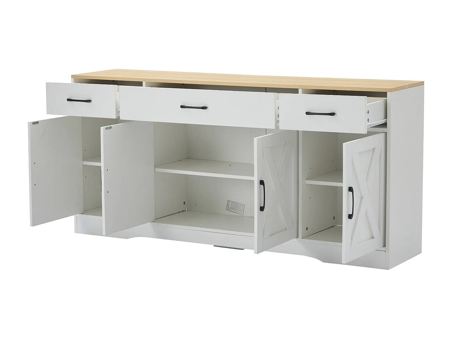 Aparador de 140 cm para cozinha, sala de jantar, com espaço de armazenamento, ideal para sala de estar e cozinha, na cor branca.