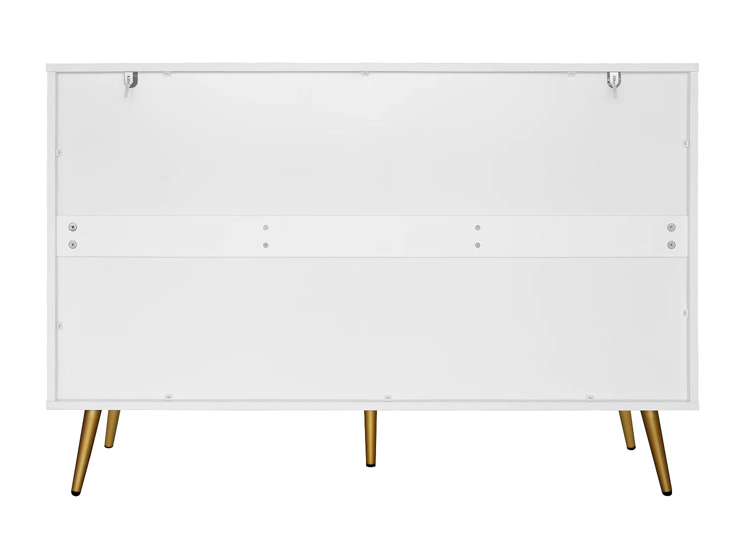 Aparador elegante branco, 120 x 40 x 80 cm, 3 gavetas, 2 portas, pés dourados, padrão diamante.