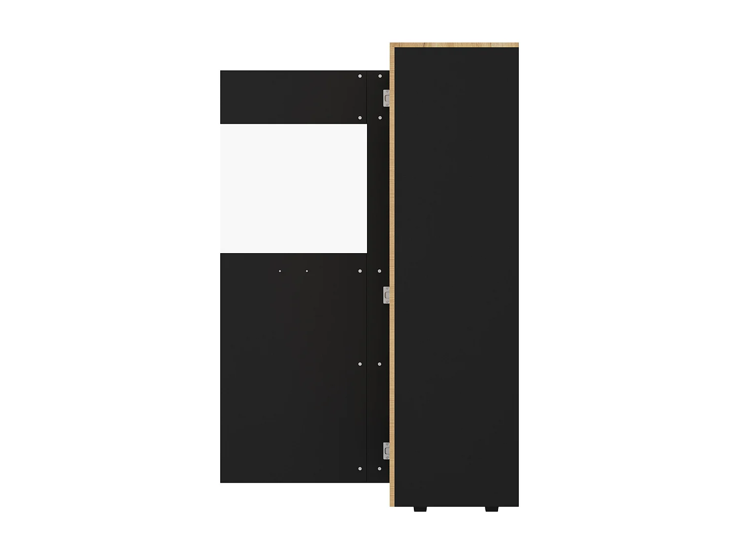 Baú multifuncional com iluminação LED de 16 cores e prateleiras, ideal para sala de estar.