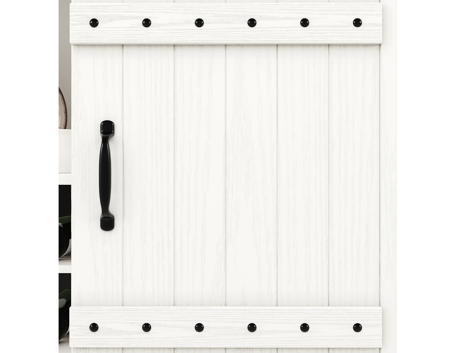 Aparador 120 x 40 x 120 cm, madeira elegante, com vários níveis de arrumação, suporte para copos, branco com detalhes em preto.