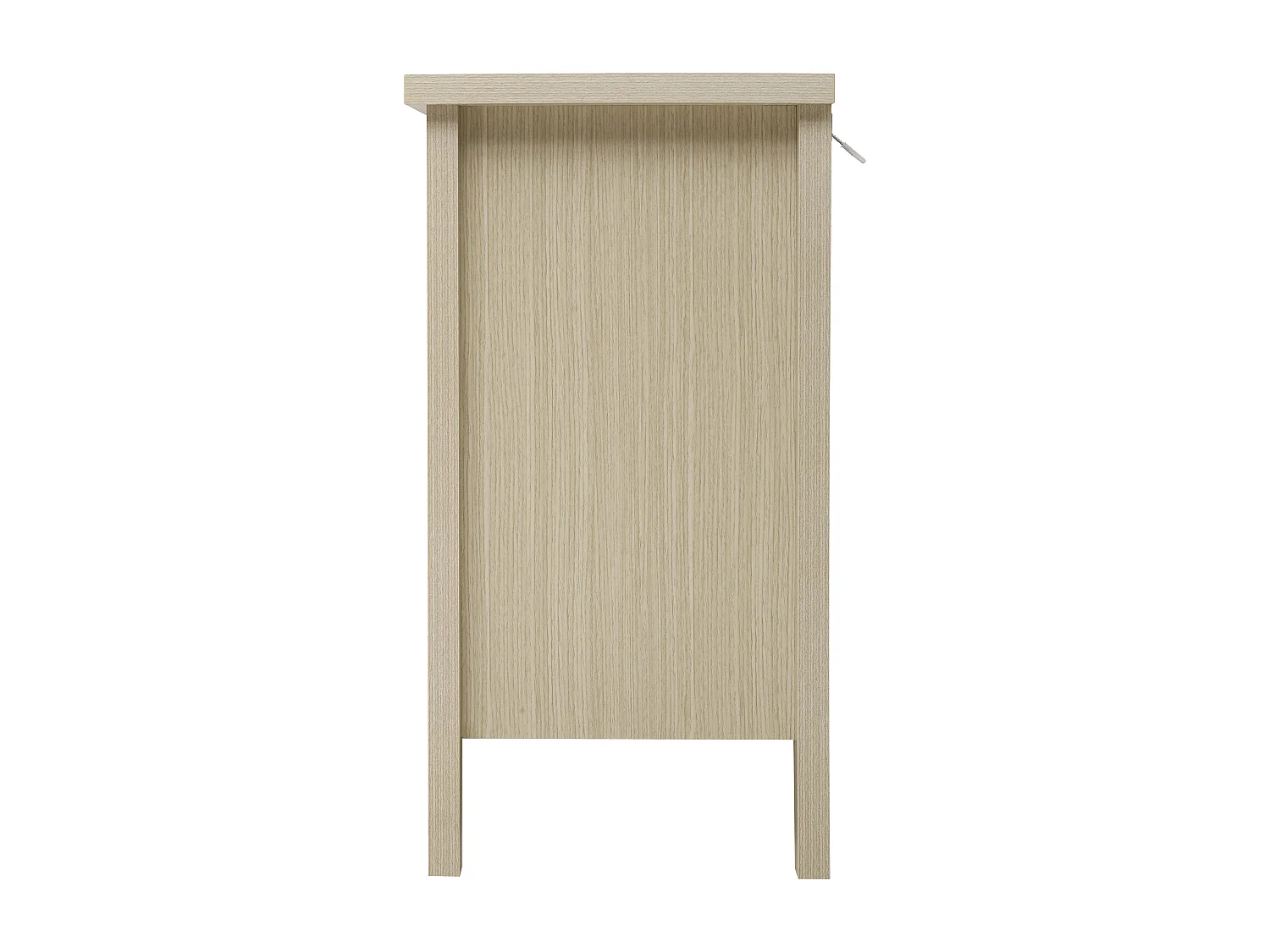 Credenza in legno naturale da 80 cm, 3 cassetti con frontali in rattan, soggiorno/camera da letto/ufficio