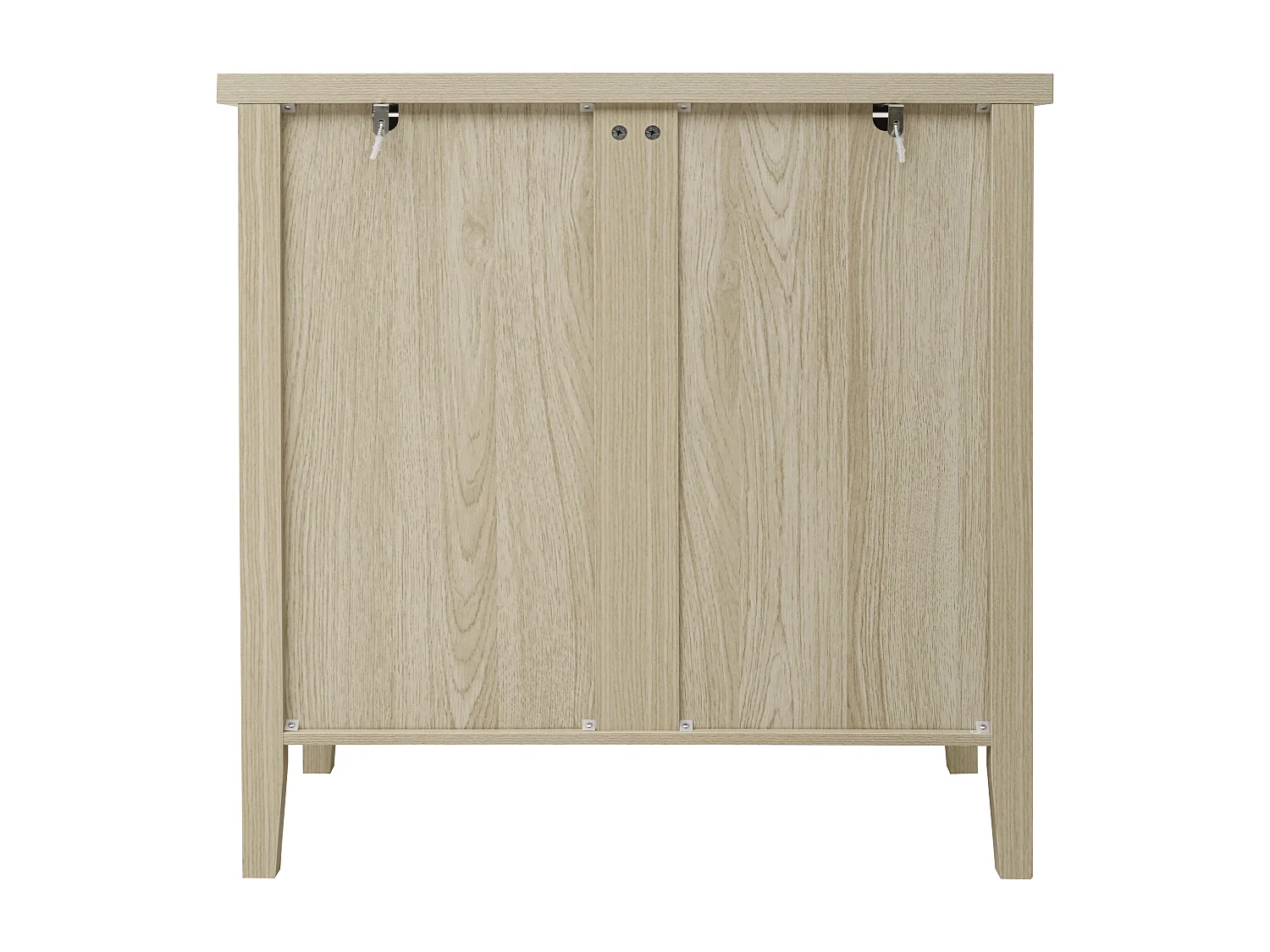 Credenza in legno naturale da 80 cm, 3 cassetti con frontali in rattan, soggiorno/camera da letto/ufficio