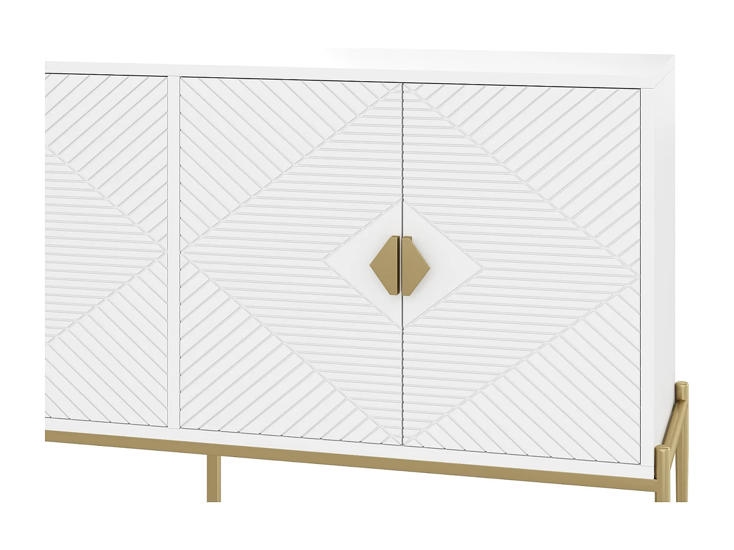 Buffet à 4 Portes, Meuble de Rangement,   pour Salon Salle à Manger, Entrée, 162 x 40 x 80cm, Blanc