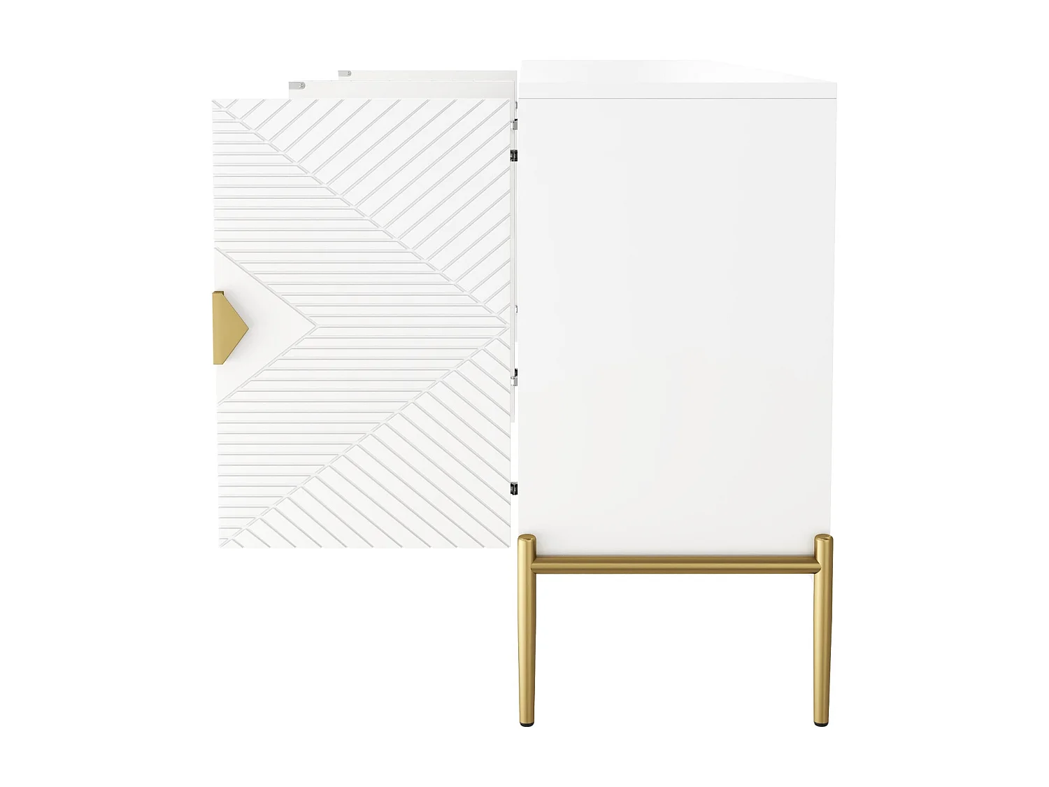 Buffet à 4 Portes, Meuble de Rangement,   pour Salon Salle à Manger, Entrée, 162 x 40 x 80cm, Blanc