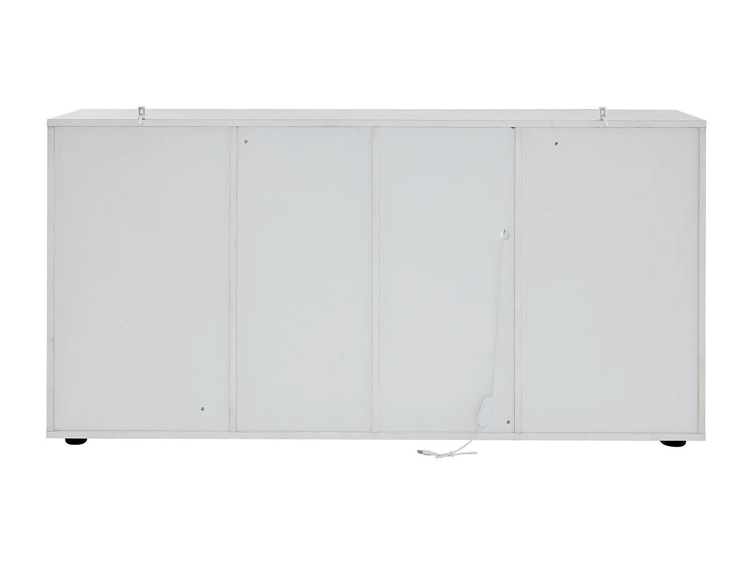 Buffet Moderne avec 3 Portes et LED, 140x40x70 Cm, Étagère en Verre, Meuble De Rangement, Blanc