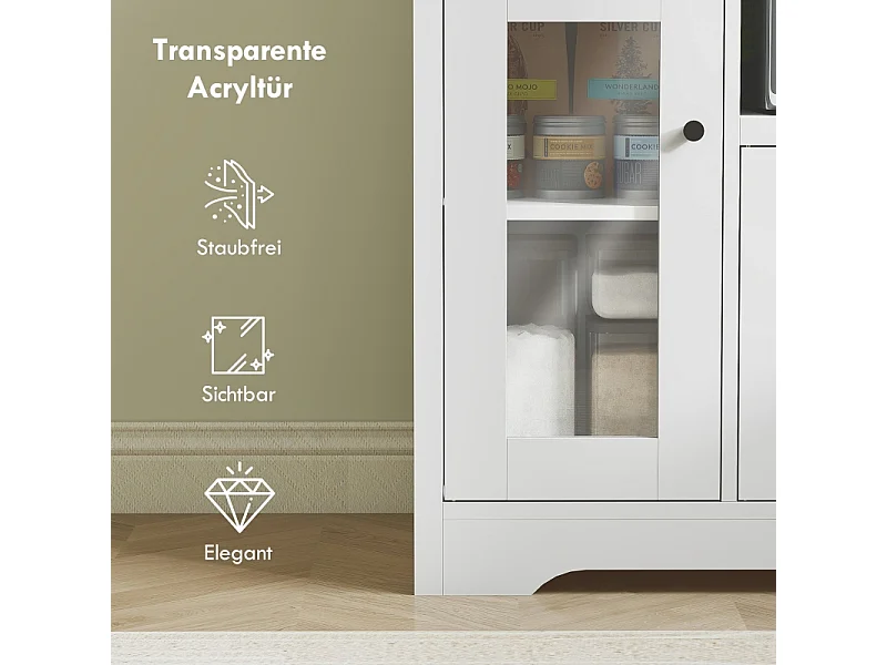 Aparador de cocina con 1 cajón y 3 puertas, para cocina, comedor o sala de estar, blanco