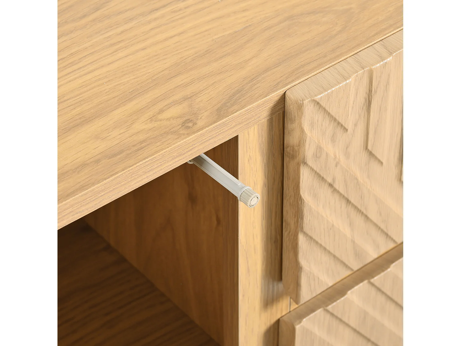 Buffet 2 Portes et 3 Tiroirs 75x140x40cm, Buffet avec Étagères Réglables et Pieds en Métal, Natural
