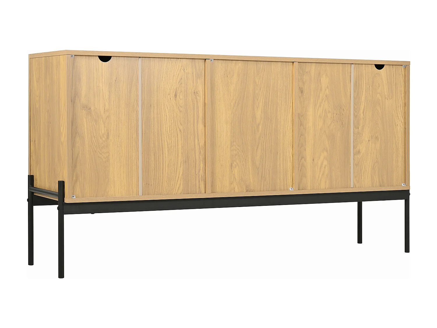 Buffet 2 Portes et 3 Tiroirs 75x140x40cm, Buffet avec Étagères Réglables et Pieds en Métal, Natural