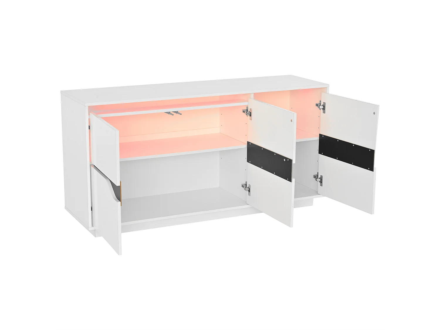 Woonkamer dressoir met 3 deuren, veelzijdige eetkamerkast, witte opbergruimte, 140 x 40 x 76 cm