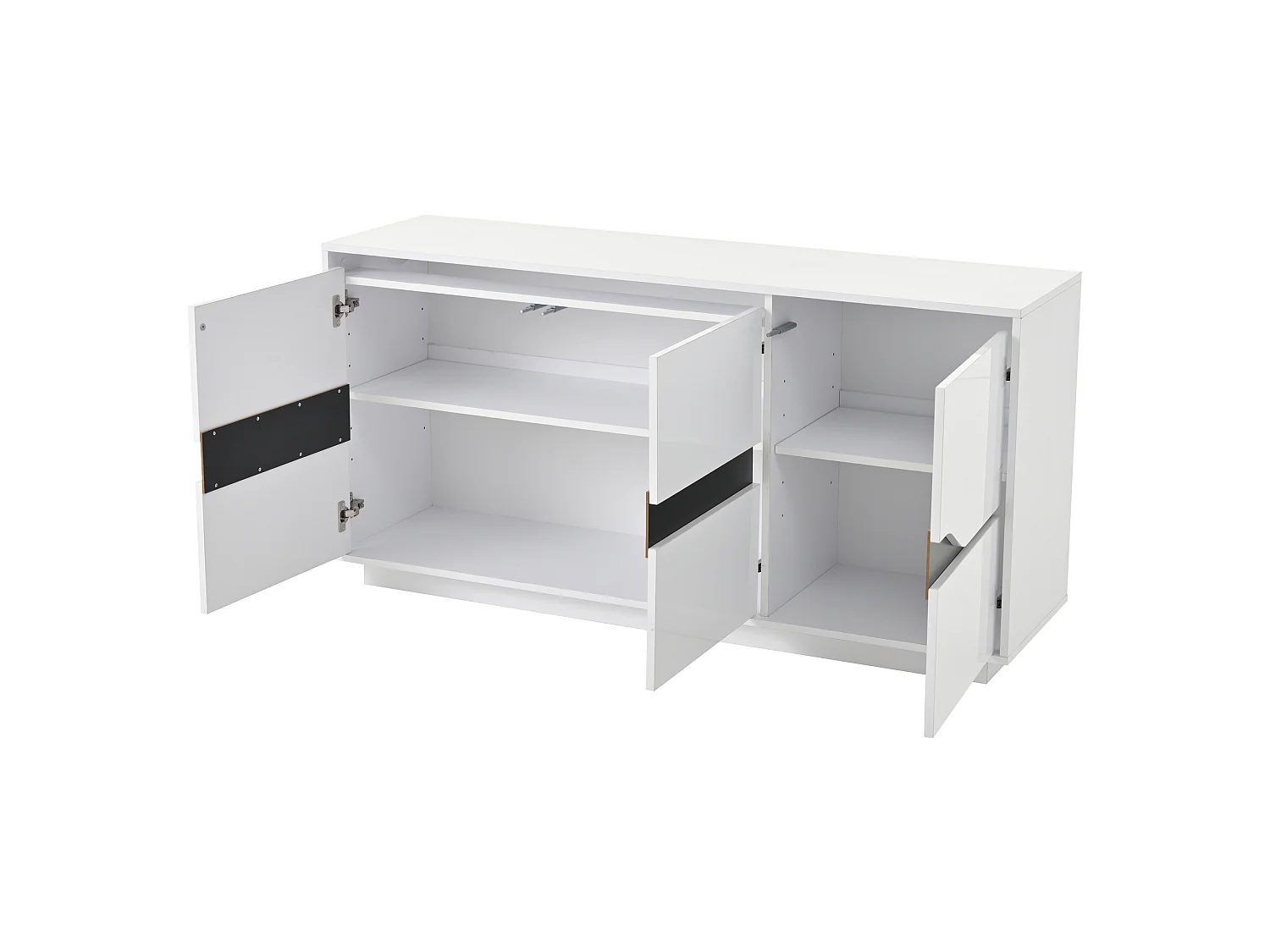 Woonkamer dressoir met 3 deuren, veelzijdige eetkamerkast, witte opbergruimte, 140 x 40 x 76 cm