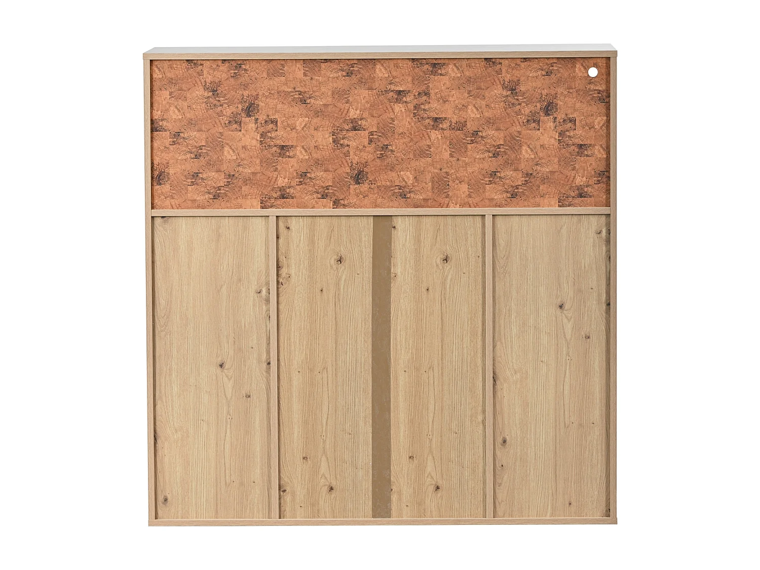 Aparador de cozinha com prateleira de vidro, prateleira de vidro e adega, 38x110x111cm, cor natural