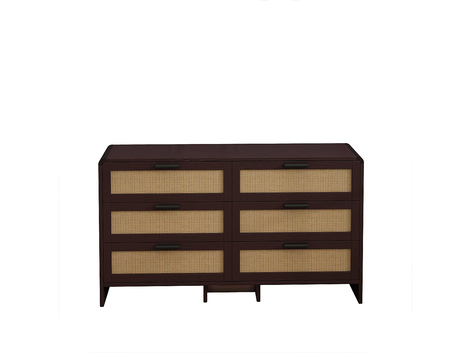 Meuble de rangement en rotin en forme d'arc avec 6 tiroirs - pour salon, cuisine - Marron