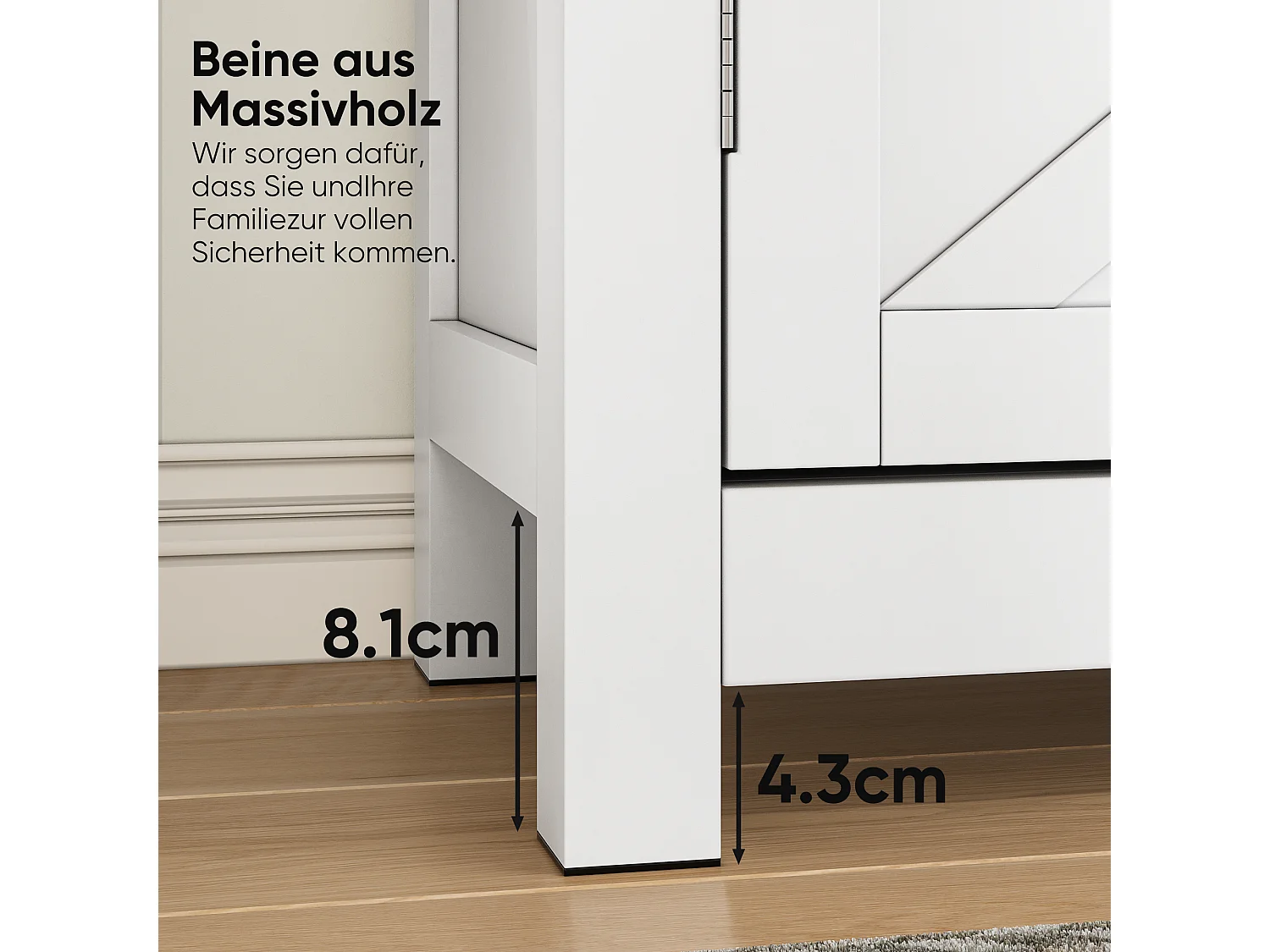 Credenza, Mobile contenitore con cassetto e ante, ripiano regolabile, per soggiorno, 40x80x80 cm, bianco
