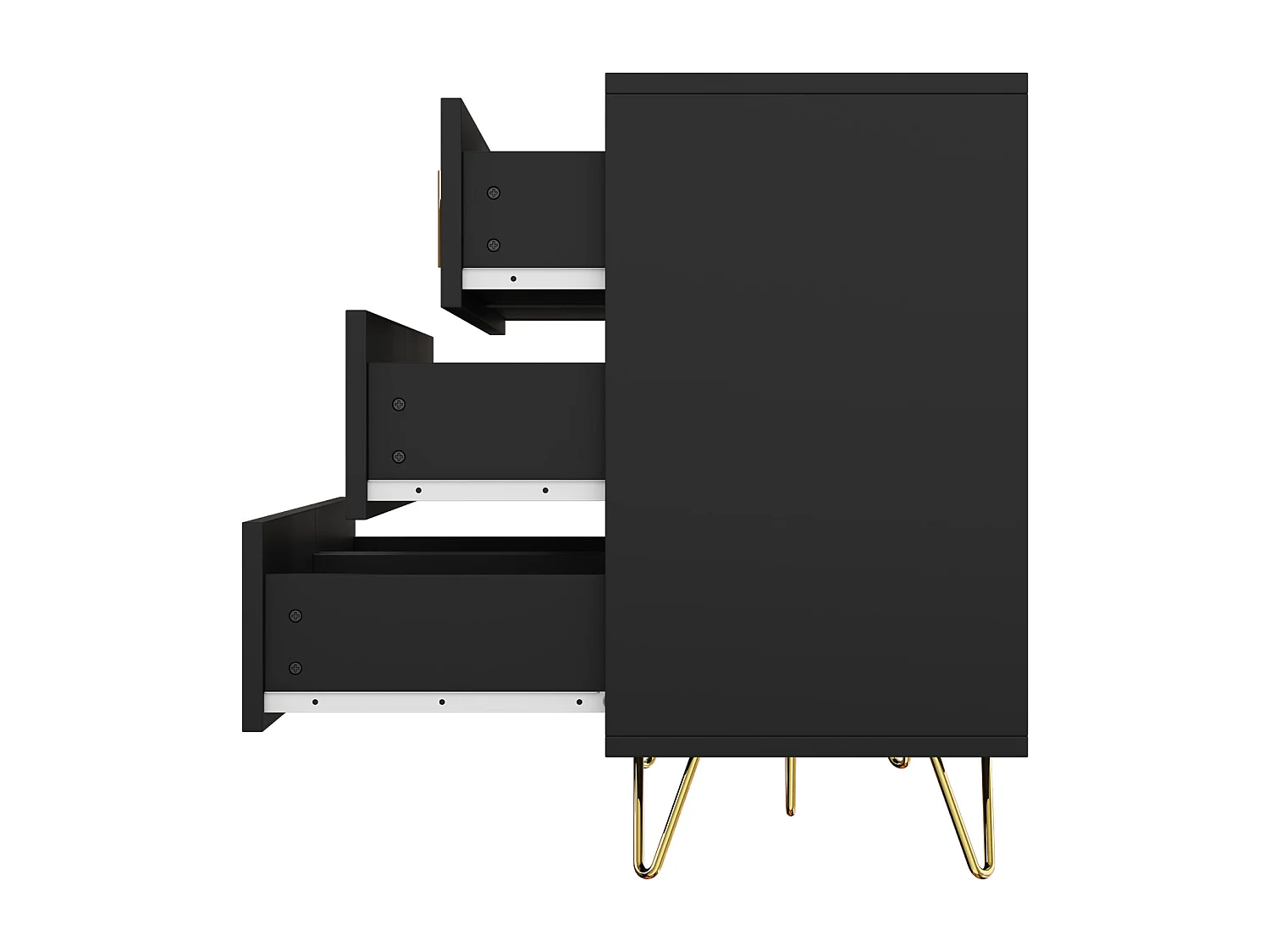 Buffet Commode noire avec 6 tiroirs, commode d'angle moderne, pour chambre à coucher, salon, bureau