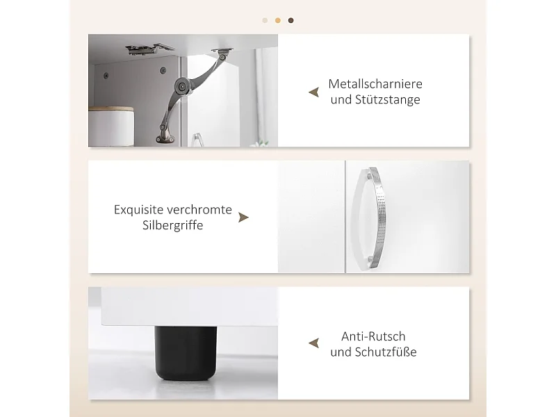 Aparador de cozinha com 3 gavetas e 3 prateleiras, amplo espaço de armazenamento, 89x39,5x168 cm, branco