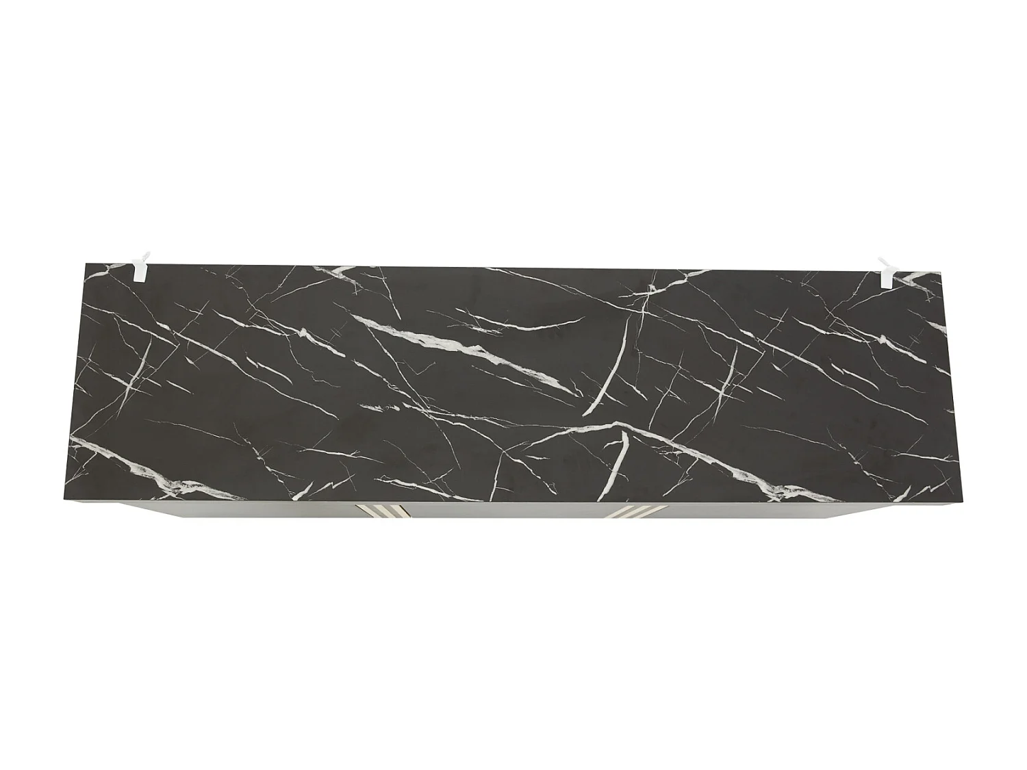 Buffet de cuisine à 3 portes et plateau de table à motif marbré pour salon, chambre à coucher, noir