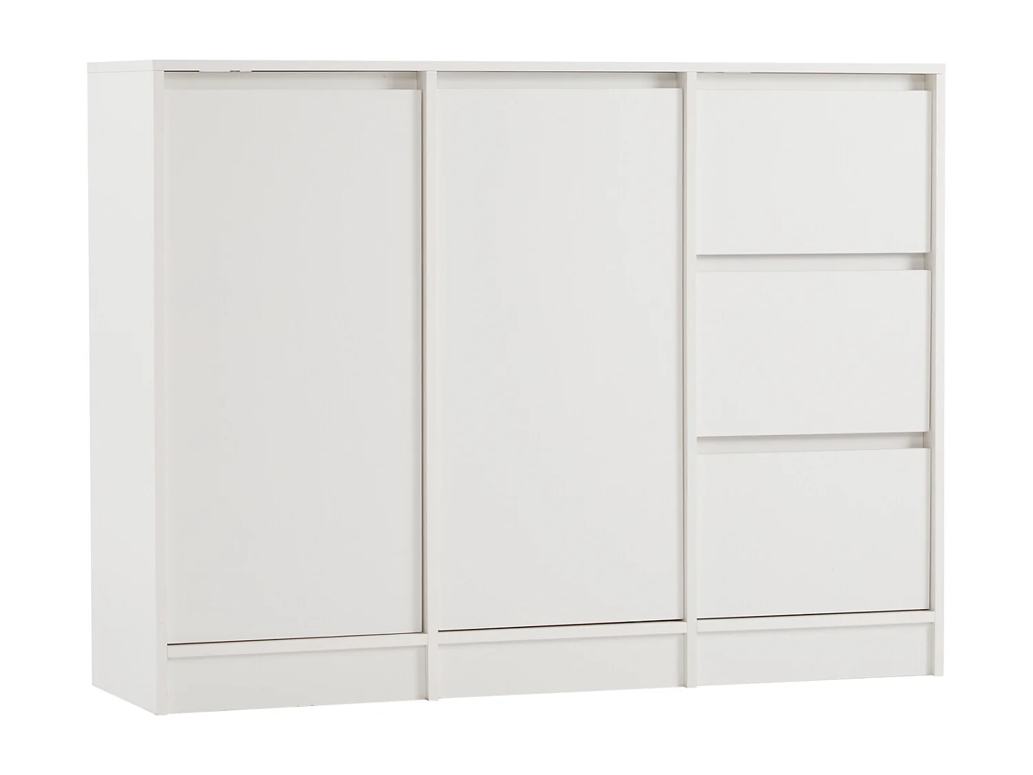 Aparador com 2 portas, 3 gavetas, armário de arrumação para sala de jantar e sala de estar, 120x90x35cm, branco