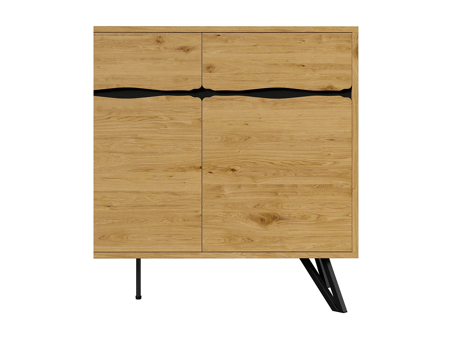Credenza a tre ante con gambe in metallo, per camera da letto, soggiorno, 140 x 40 x 75,5 cm, Legno