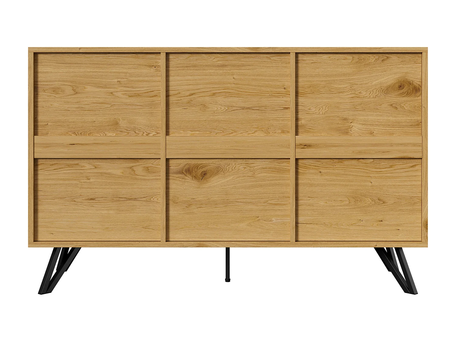 Credenza a tre ante con gambe in metallo, per camera da letto, soggiorno, 140 x 40 x 75,5 cm, Legno