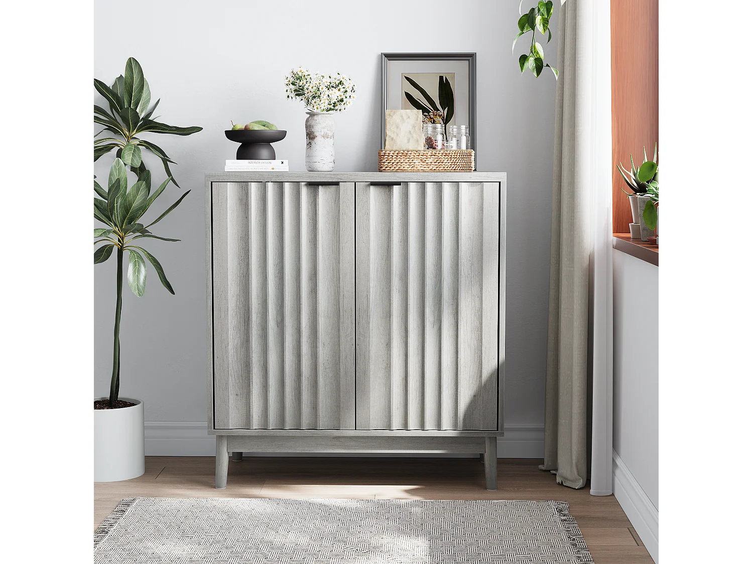 Aparador moderno - com 2 portas - com espaço de armazenamento - Para cozinha e sala de estar - 80 × 39,8 × 85,8 cm - Cinza