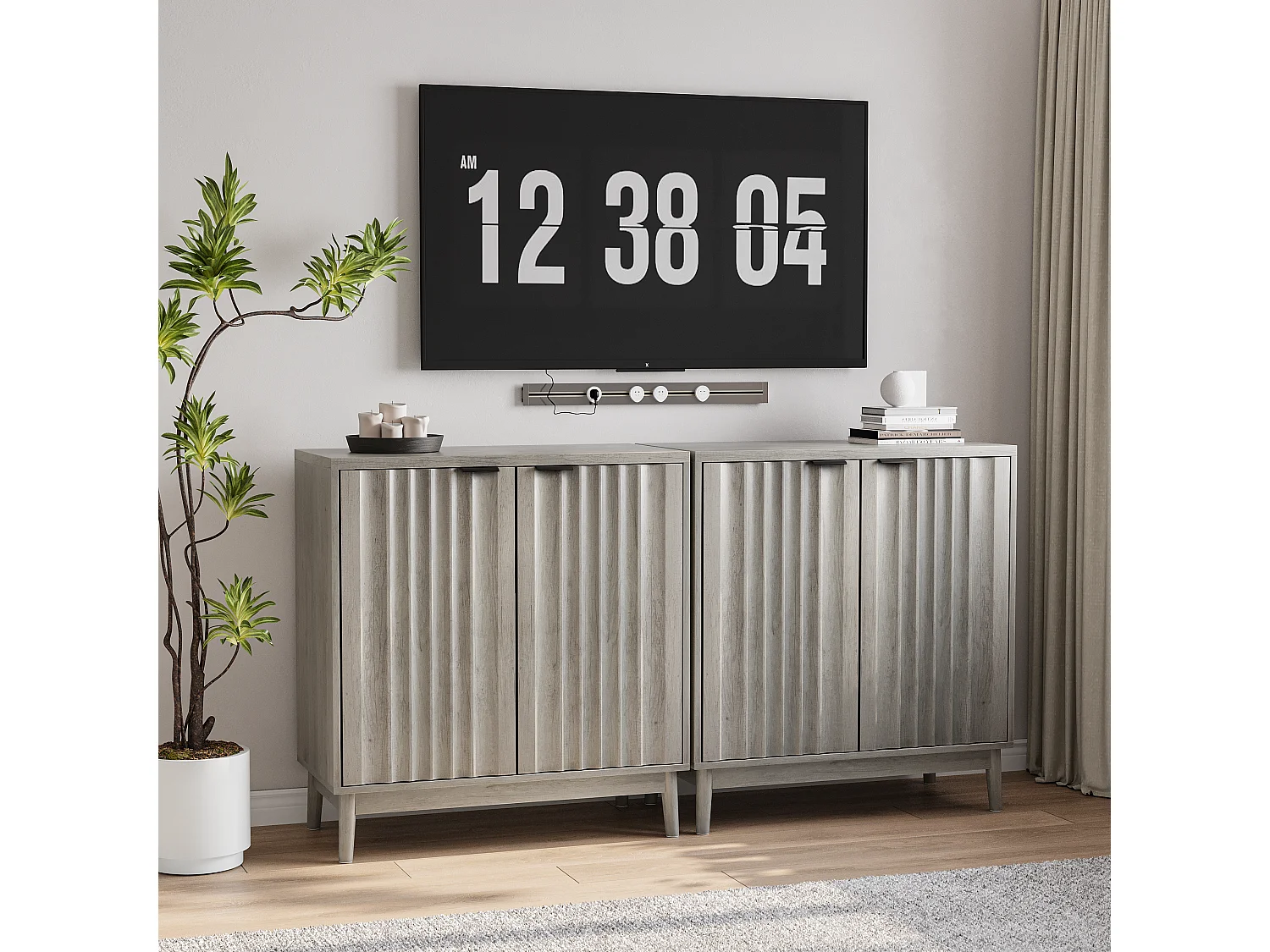 Aparador moderno - com 2 portas - com espaço de armazenamento - Para cozinha e sala de estar - 80 × 39,8 × 85,8 cm - Cinza